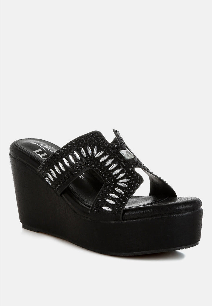 diamante & rhinestone detail cut-out sandals by ruw#color_black