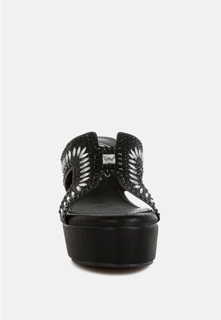 diamante & rhinestone detail cut-out sandals by ruw#color_black