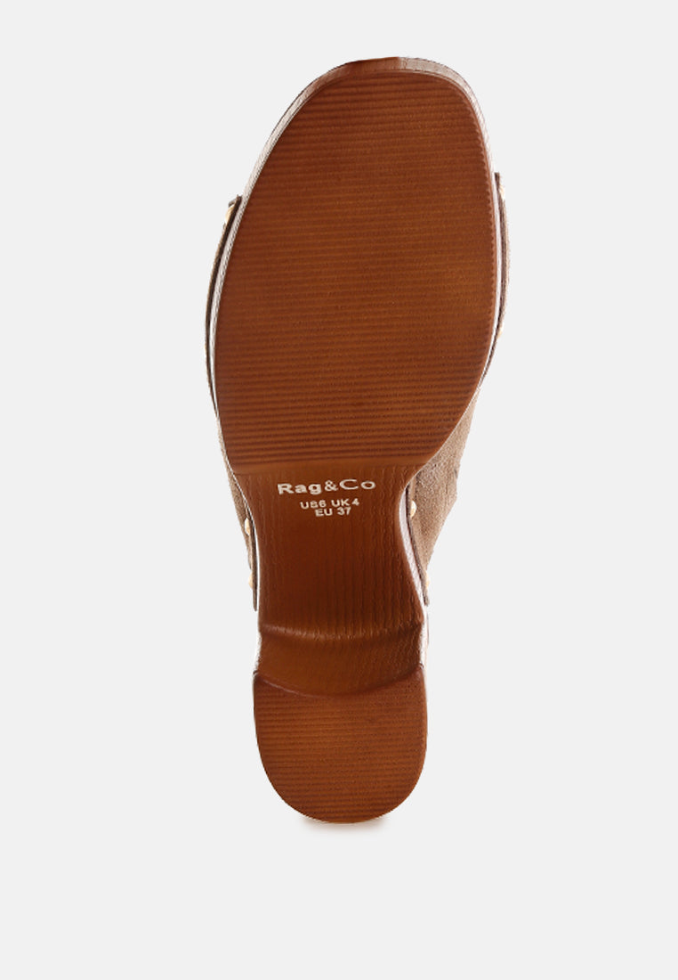 Zuecos de madera de piel de ante suave masaki#color_taupe