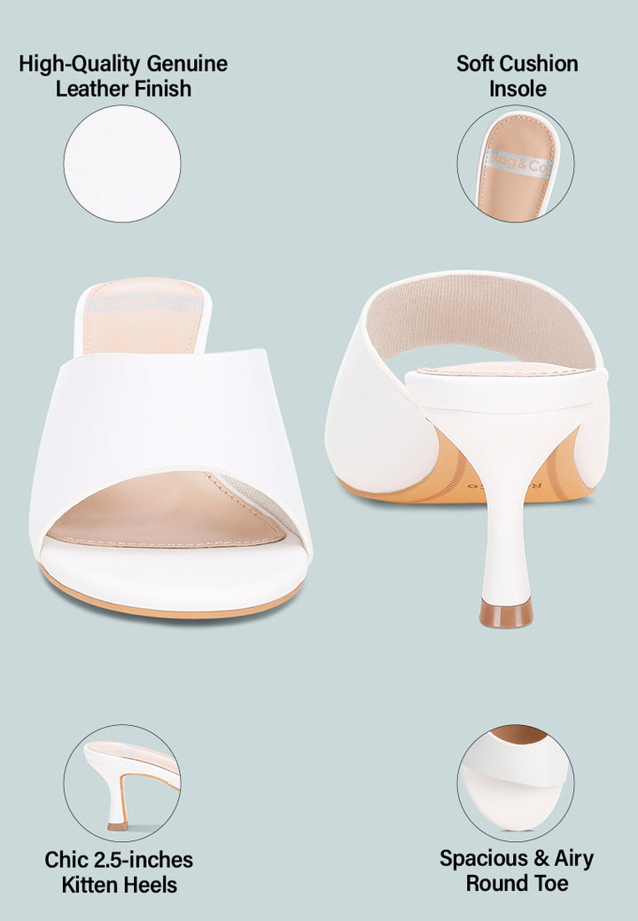 maude slip on kitten heels#color_white Genuine Leather