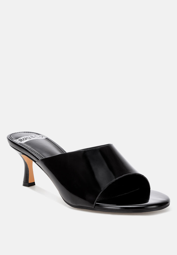 maude slip on kitten heels#color_black  Patent Manmade Leather