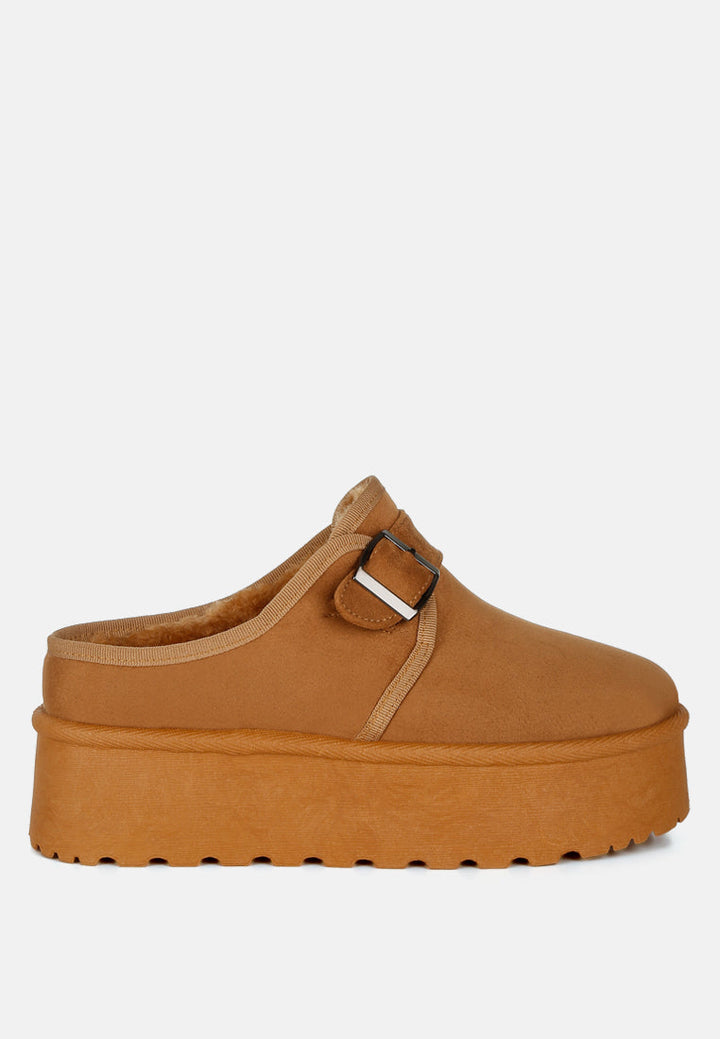 buckle strap fur platform classic slip-on by rag#color_tan