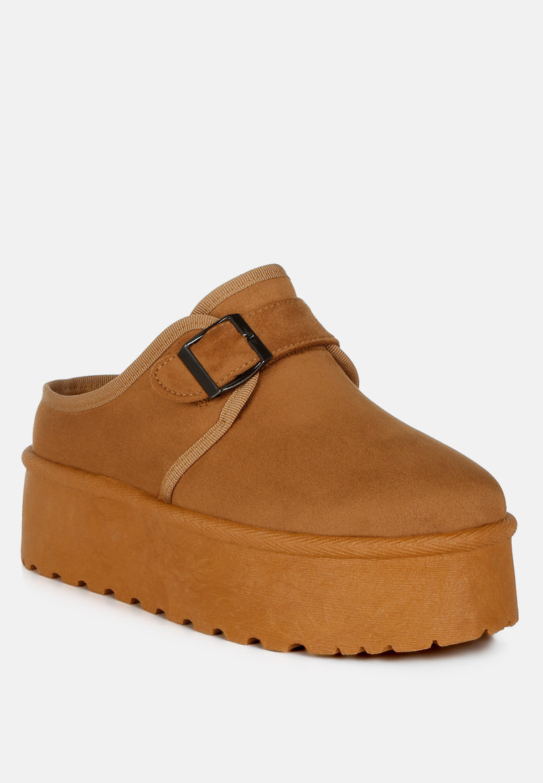 buckle strap fur platform classic slip-on by rag#color_tan