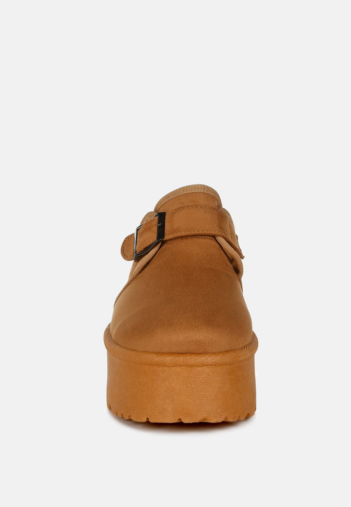 buckle strap fur platform classic slip-on by rag#color_tan