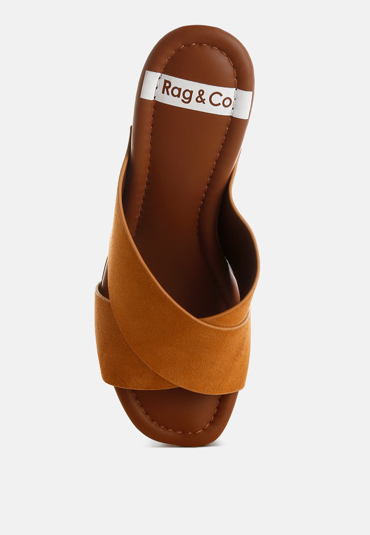 mearsk genuine suede leather clogs#color_tan