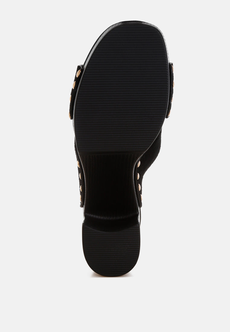 mearsk genuine suede leather clogs#color_black