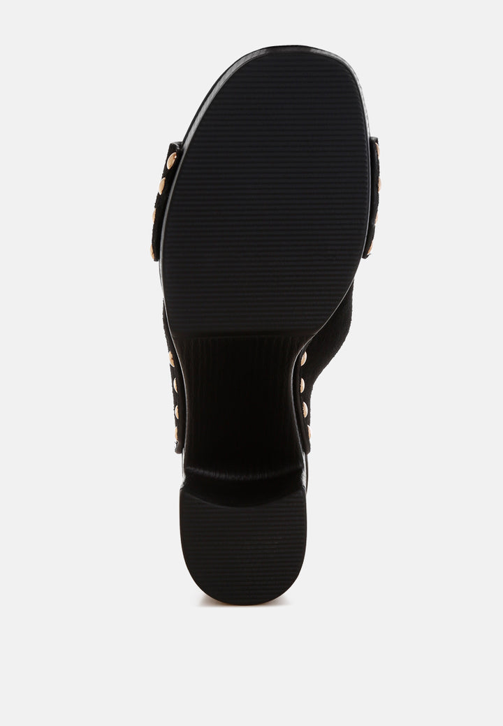 mearsk genuine suede leather clogs#color_black