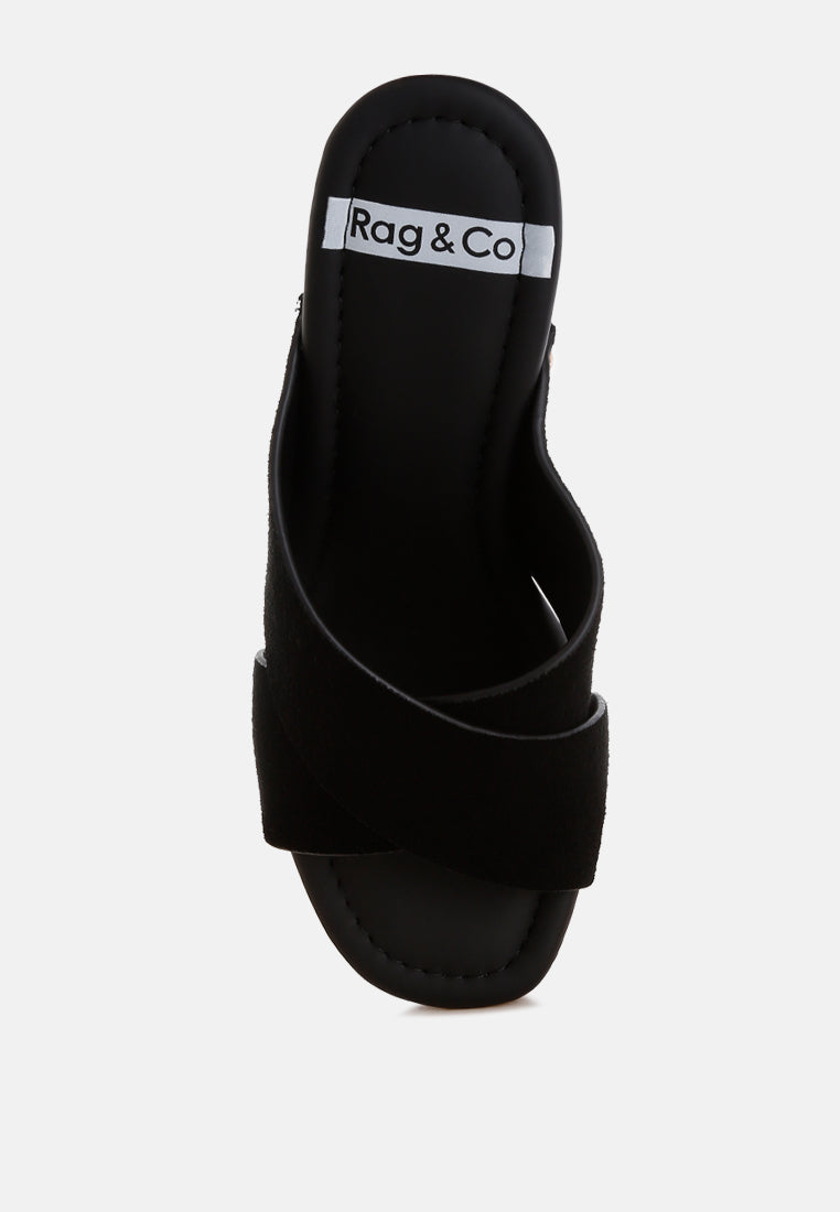 mearsk genuine suede leather clogs#color_black