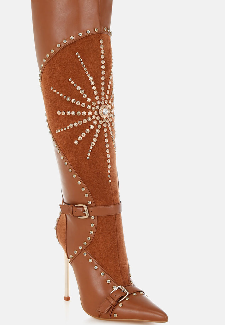 medira pointed toe embellished stiletto boots#color_tan