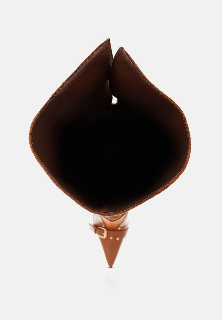 medira pointed toe embellished stiletto boots#color_tan