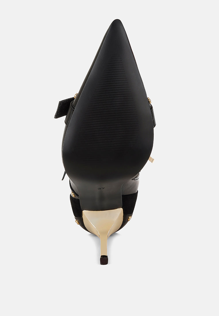 medira pointed toe embellished stiletto boots#color_black