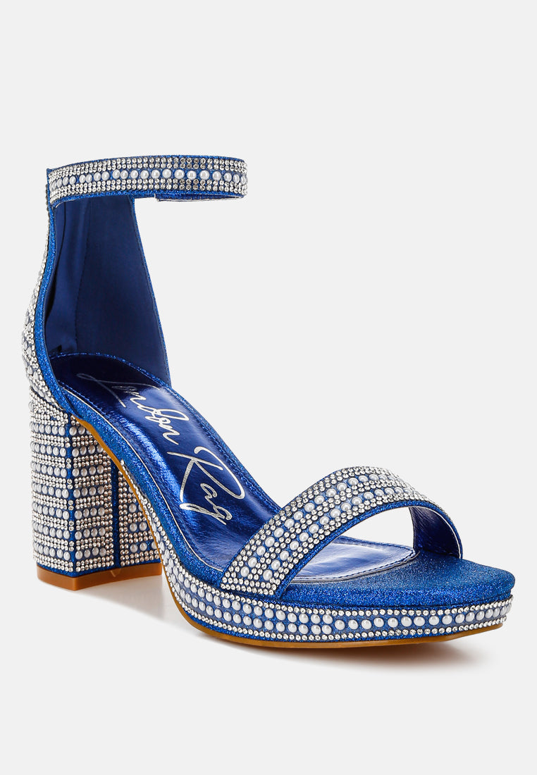 rhinestones and pearl embellished sandals by ruw#color_blue