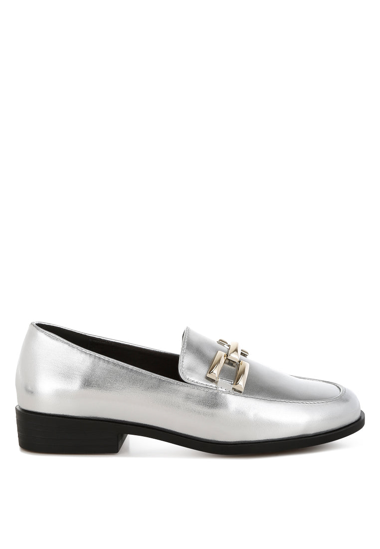 metallic horsebit detail loafers by ruw#color_silver