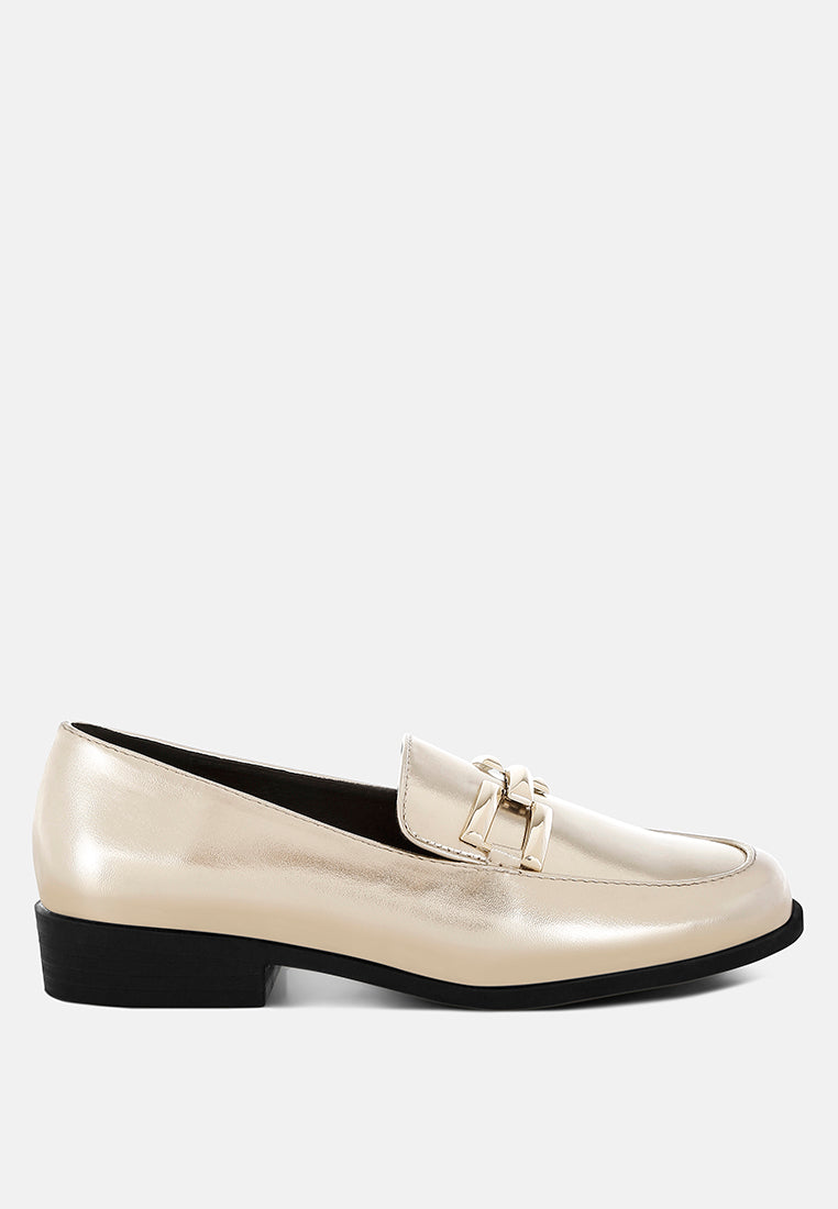 metallic horsebit detail loafers by rag#color_gold