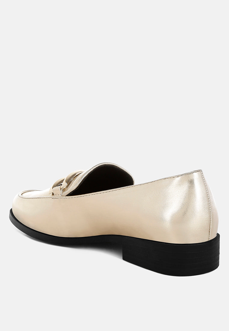 metallic horsebit detail loafers by rag#color_gold