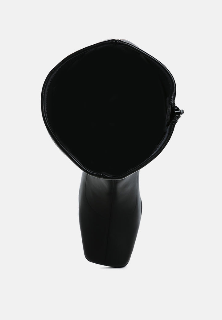 menomi faux leather block heel boots#color_black