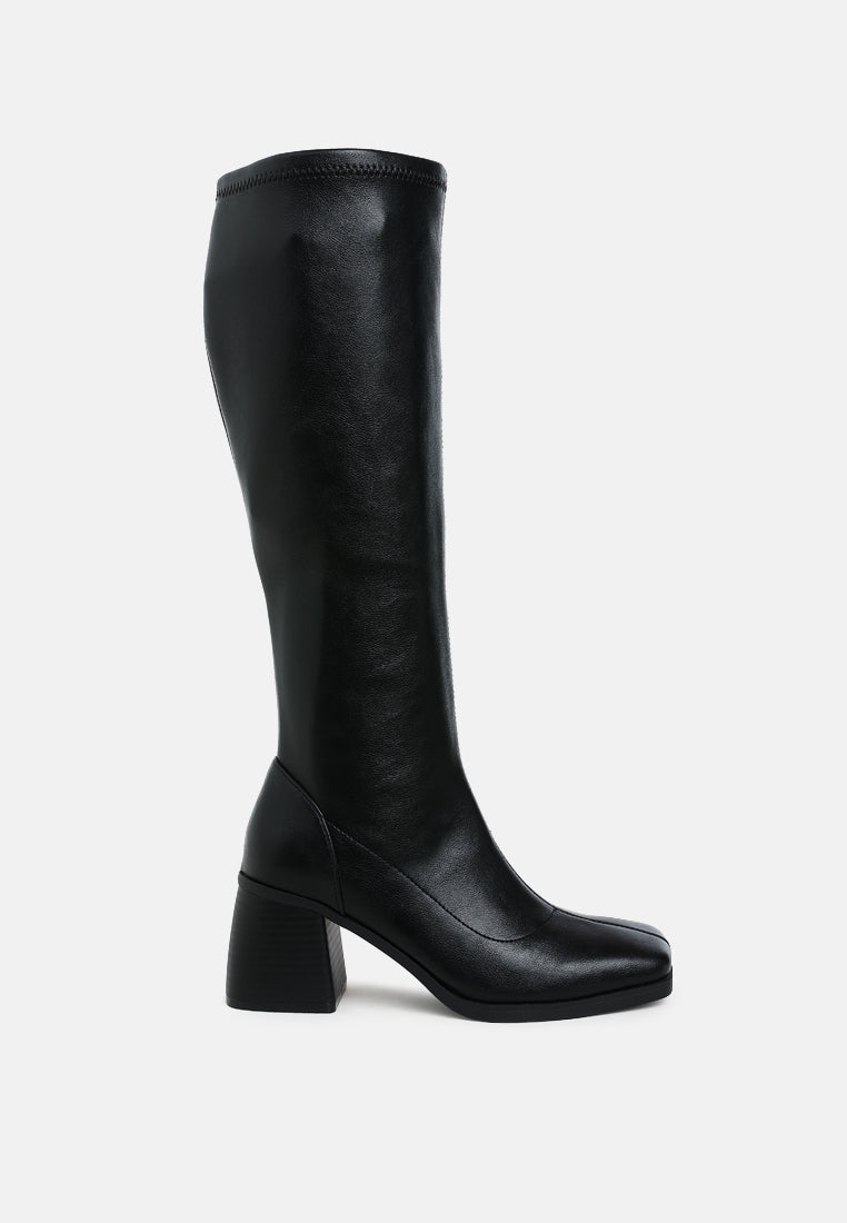 menomi faux leather block heel boots#color_black