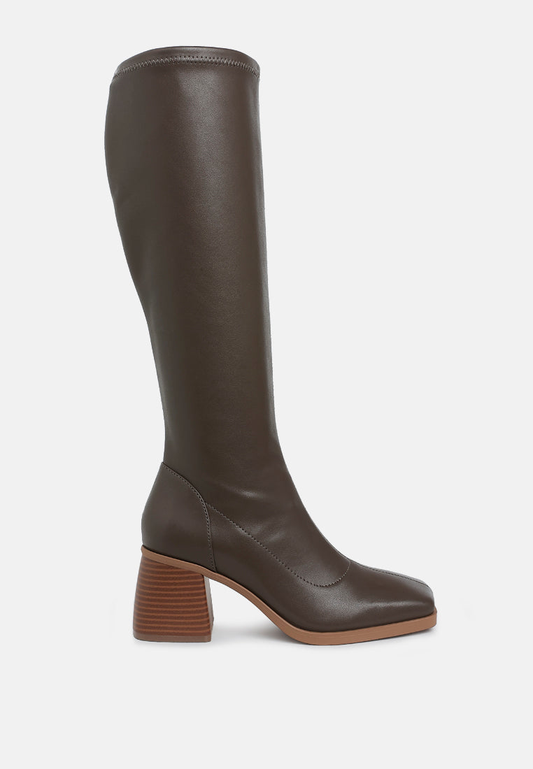 menomi faux leather block heel boots#color_brown