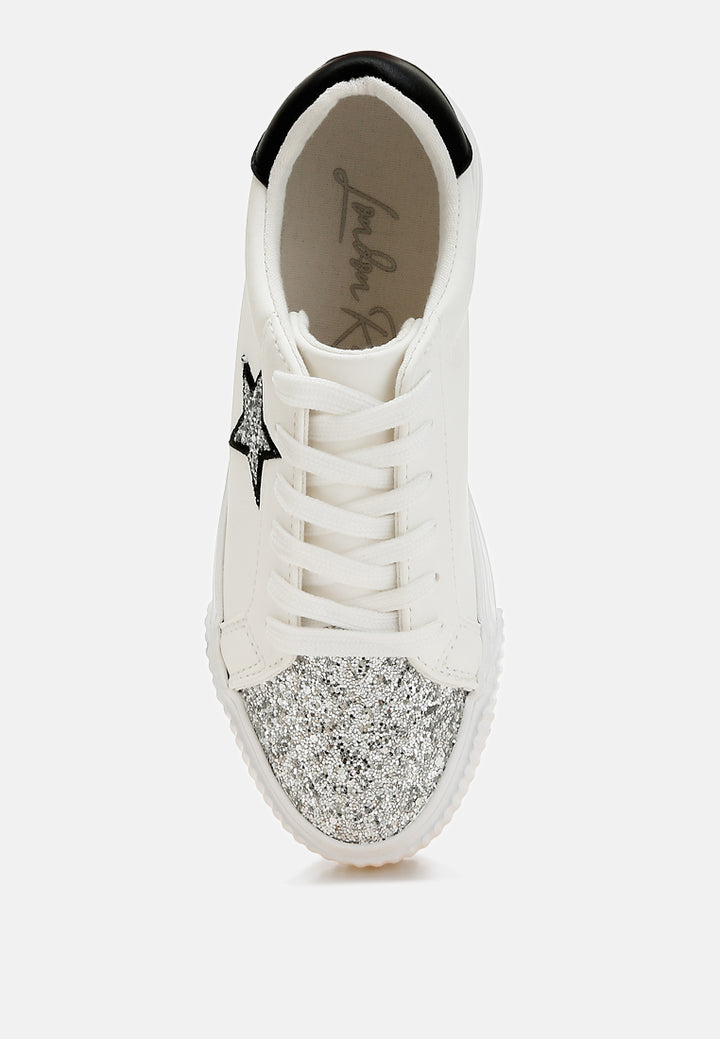 merida glitter patch chunky sneakers#color_white-silver