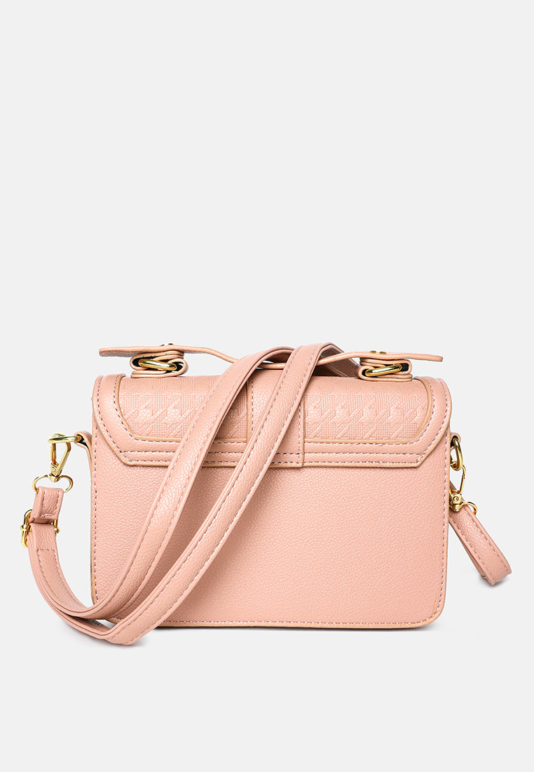 metal buckle flap bag by ruw#color_pinkish-grey