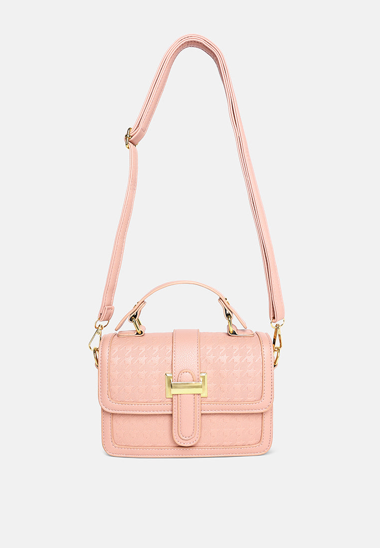 metal buckle flap bag by ruw#color_pinkish-grey