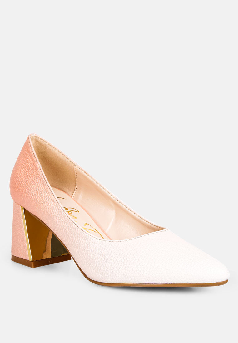 harlow metallic accent block heel pumps by rag#color_beige-white