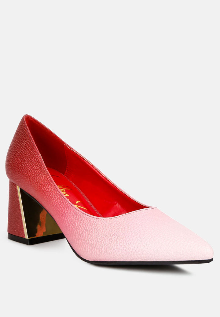harlow metallic accent block heel pumps by ruw#color_red-white
