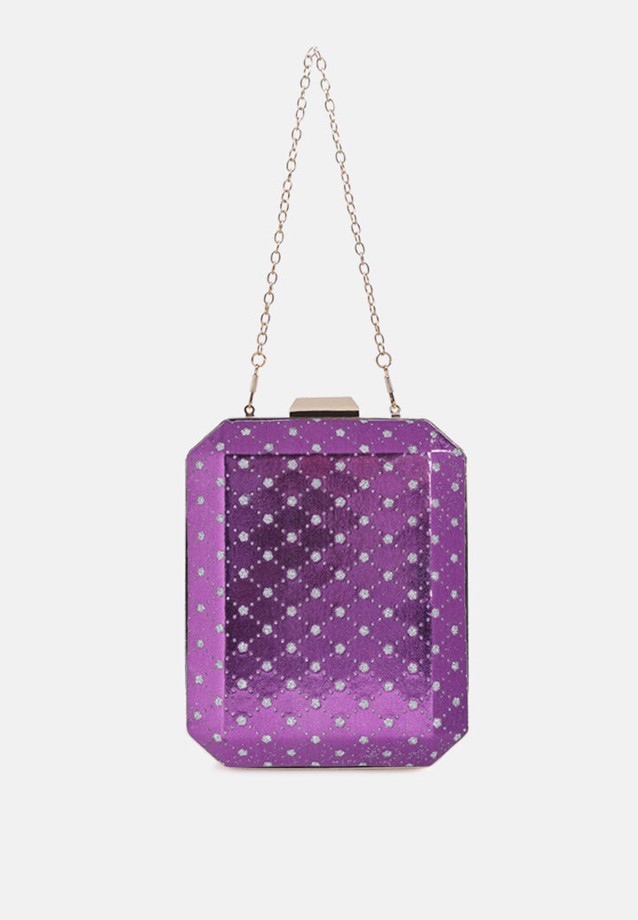 metallic cut out clutch bag#color_purple