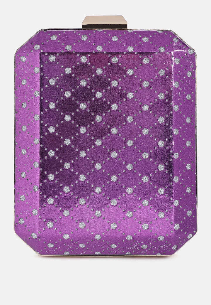 metallic cut out clutch bag#color_purple