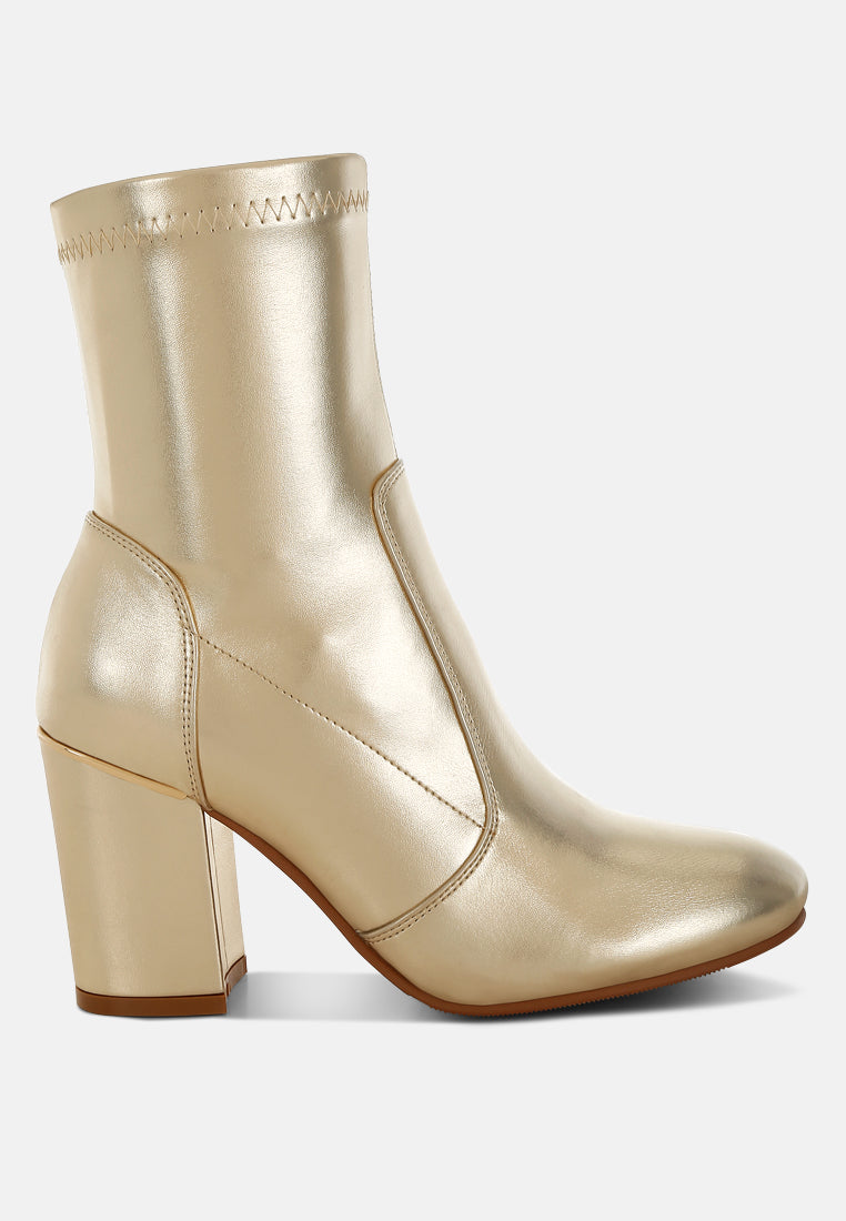 metallic faux leather sock boots by mode#color_gold