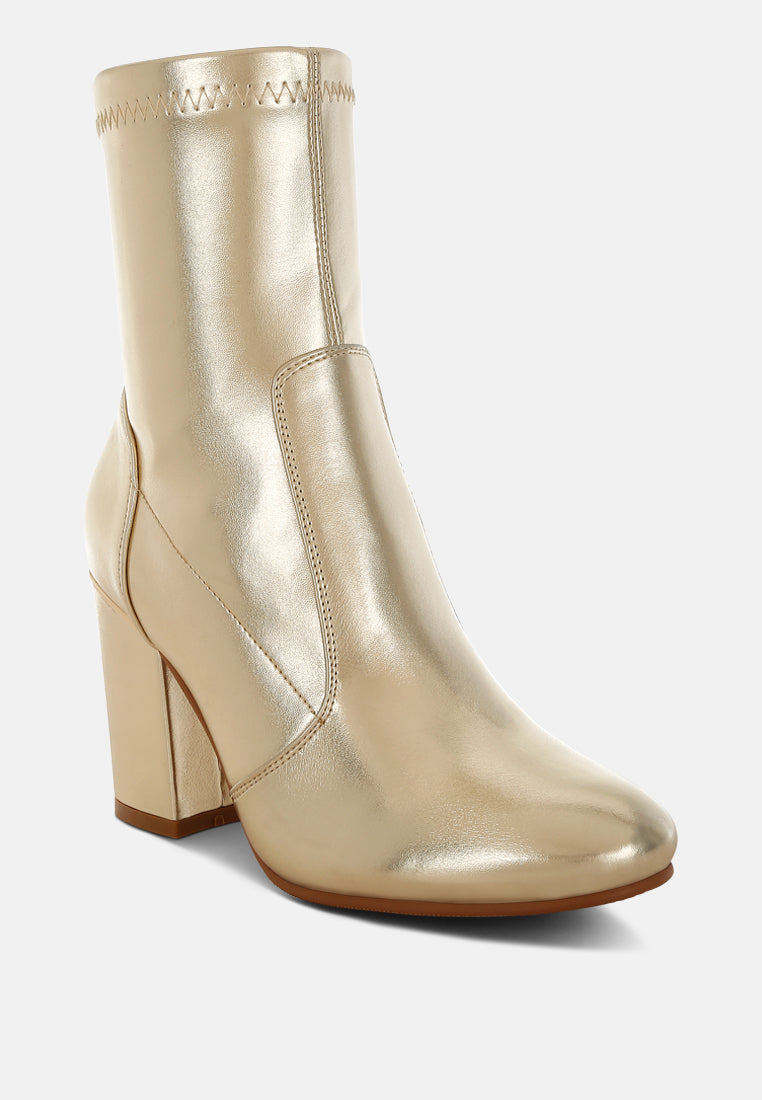 metallic faux leather sock boots by mode#color_gold
