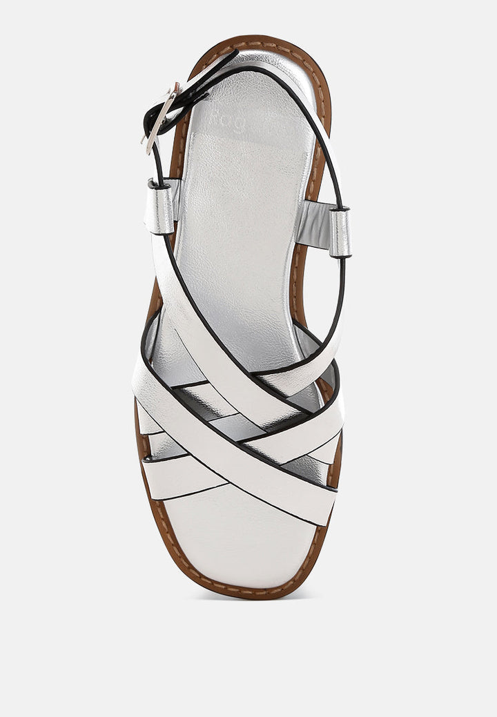 Zapatos planos con hebillas de cuero genuino doata #color_silver