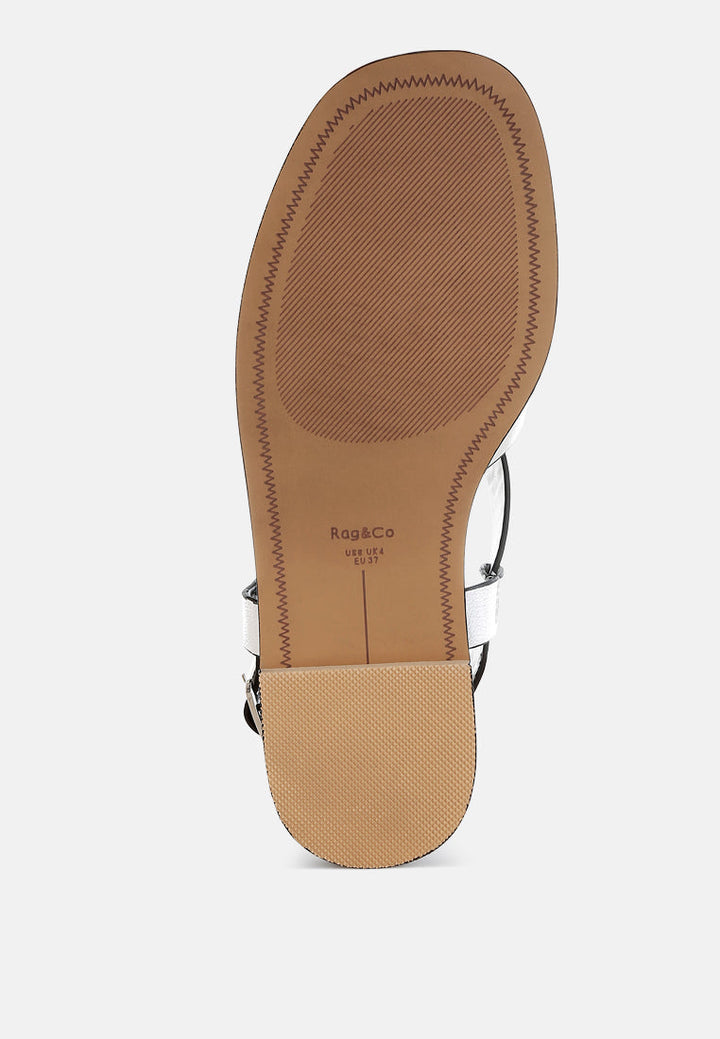 Zapatos planos con hebillas de cuero genuino doata #color_silver
