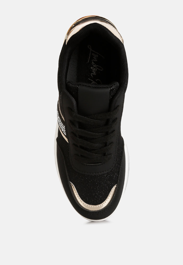Metallic Panel Platform Sneakers#color_black
