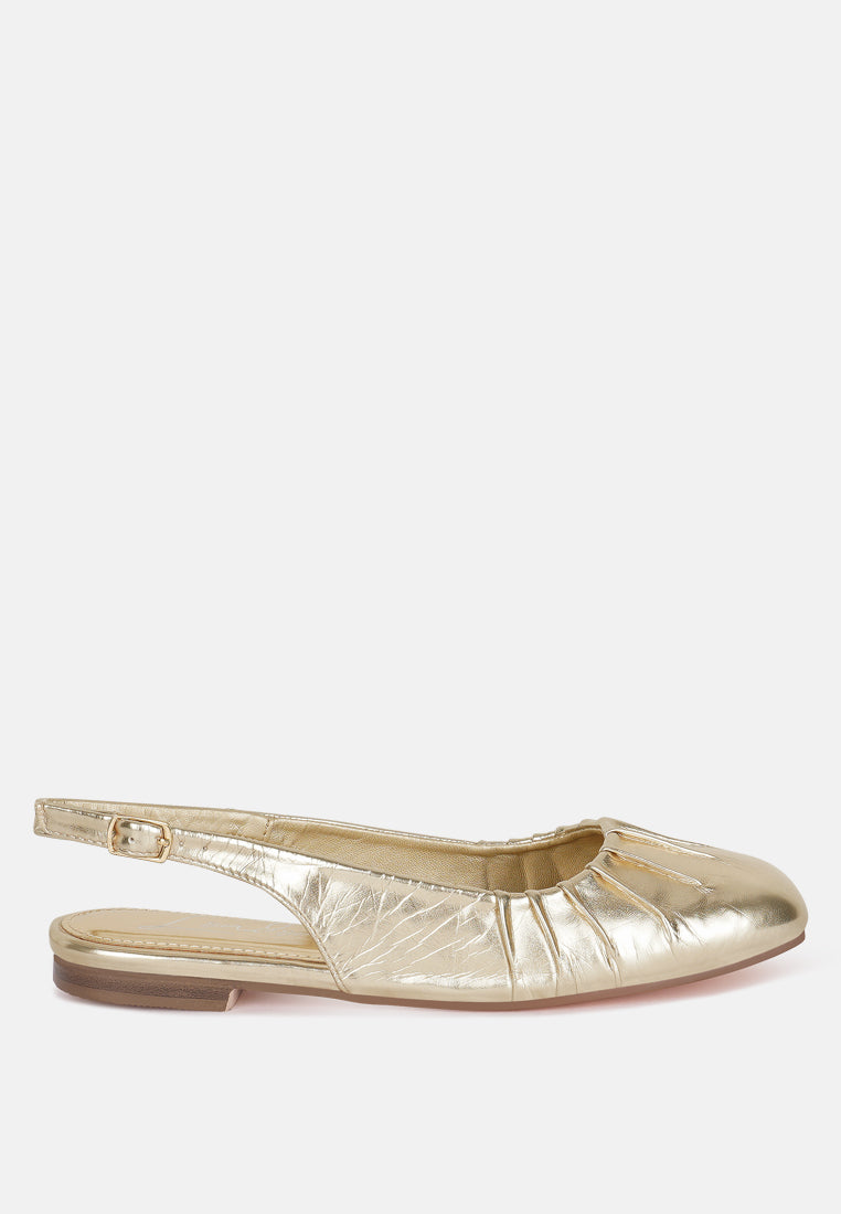 metallic square toe flat slingbacks by mode#color_gold