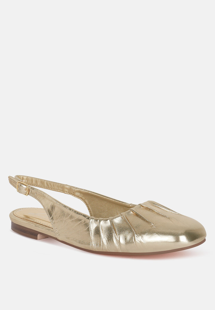 metallic square toe flat slingbacks by mode#color_gold
