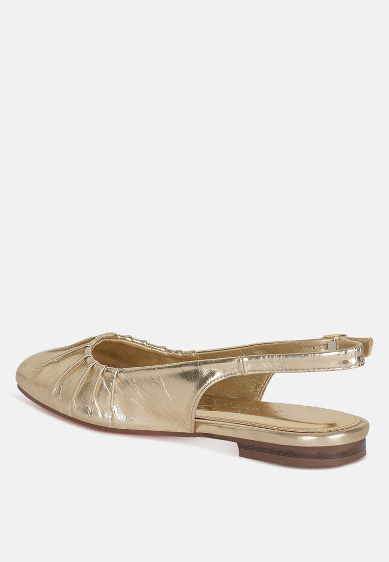 metallic square toe flat slingbacks by mode#color_gold