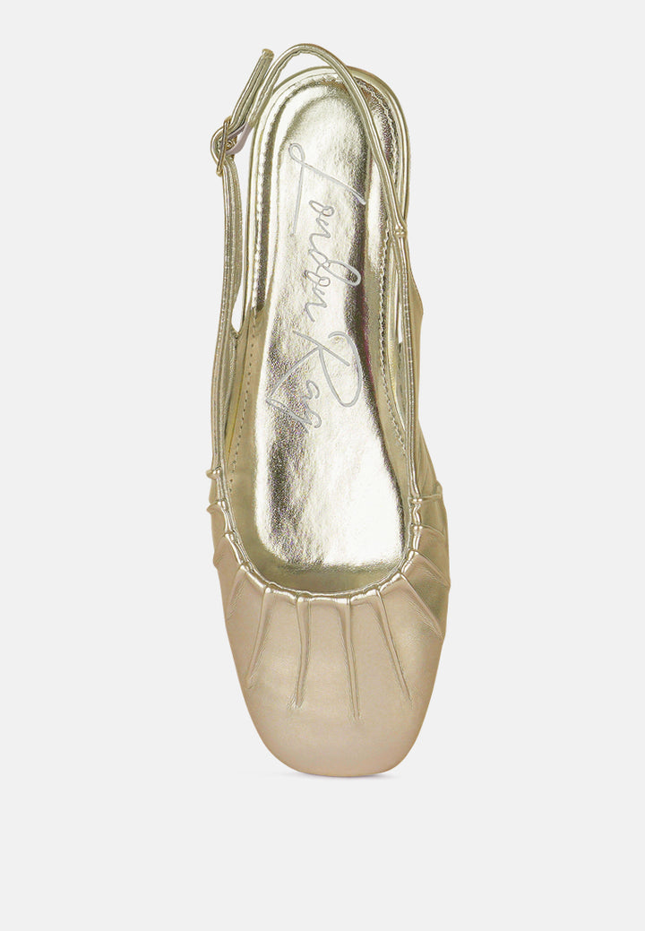 metallic square toe flat slingbacks by mode#color_gold