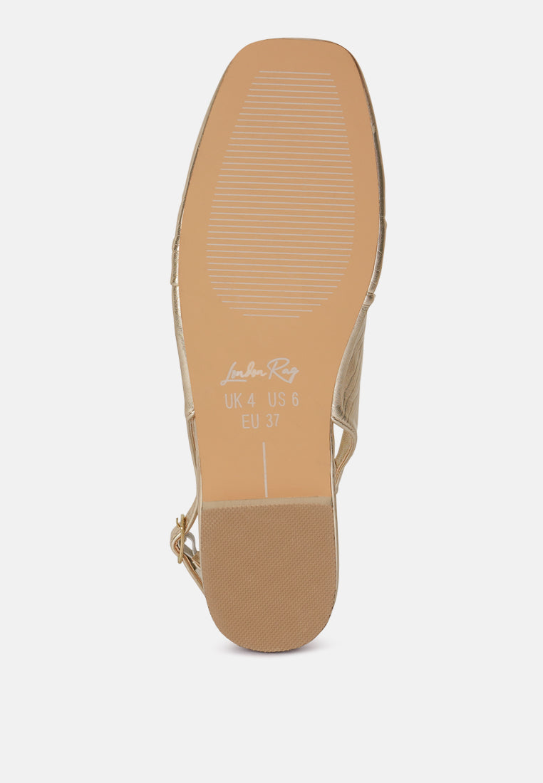 metallic square toe flat slingbacks by mode#color_gold