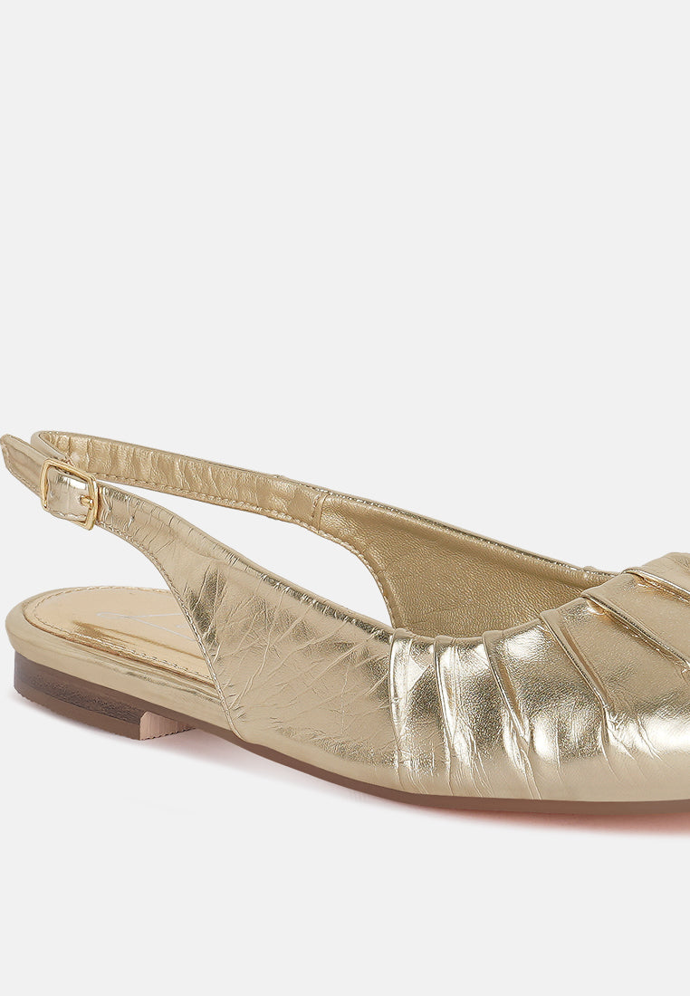 metallic square toe flat slingbacks by mode#color_gold