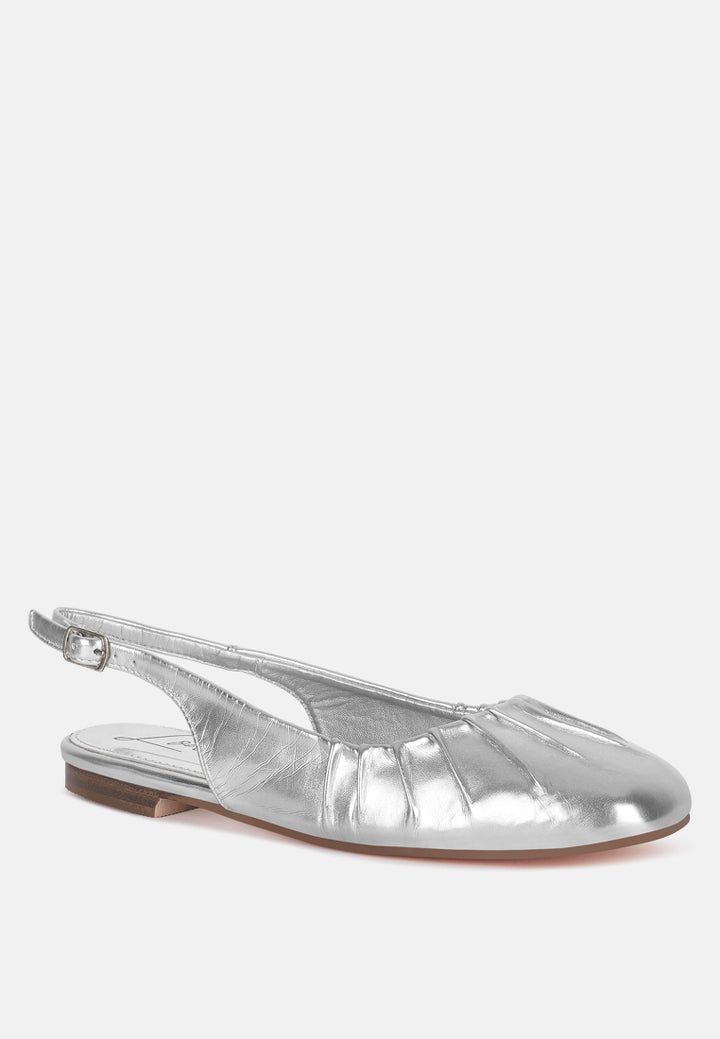 metallic square toe flat slingbacks by mode#color_silver