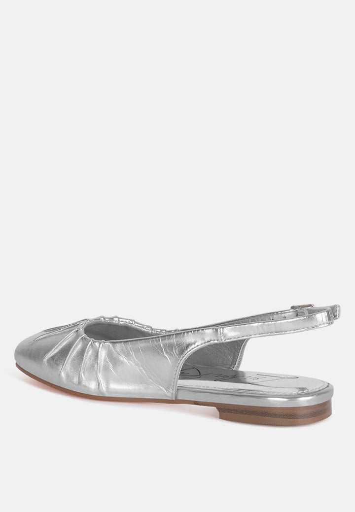 metallic square toe flat slingbacks by mode#color_silver