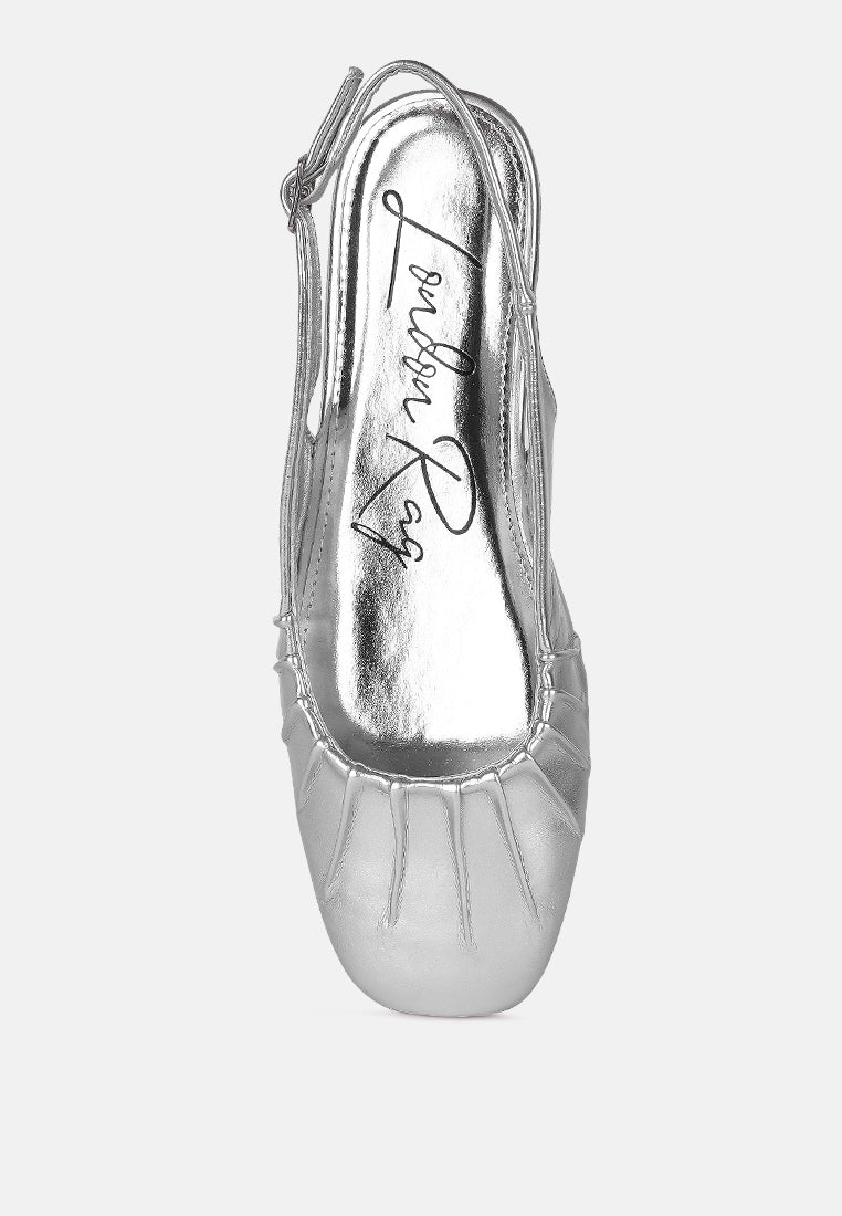 metallic square toe flat slingbacks by mode#color_silver