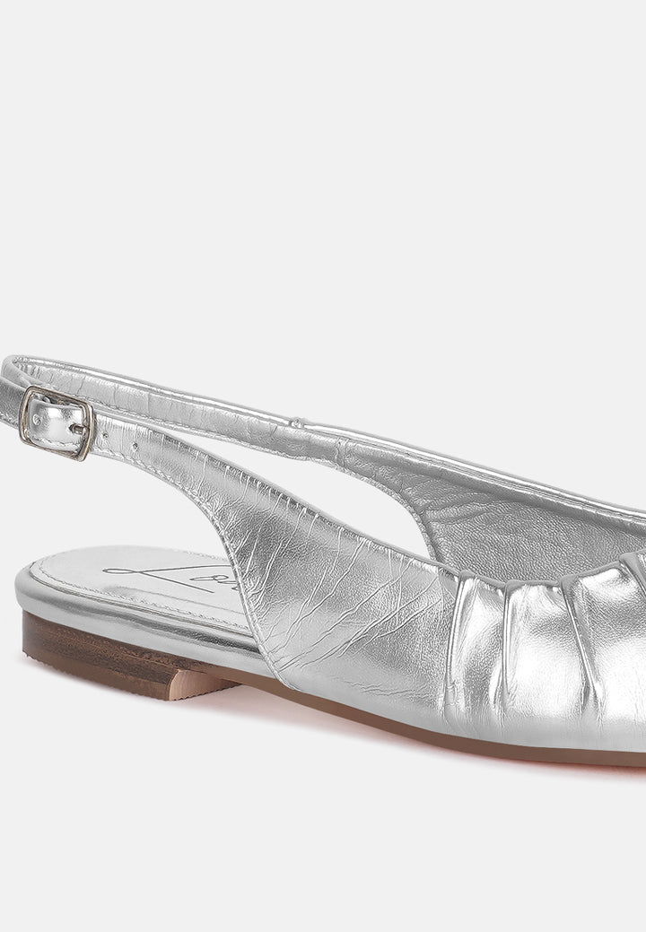 metallic square toe flat slingbacks by mode#color_silver