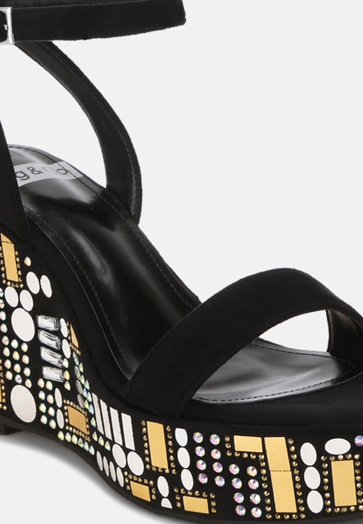 sandalias de fiesta con cuña y adornos de mosaico metropolis#color_black-suede