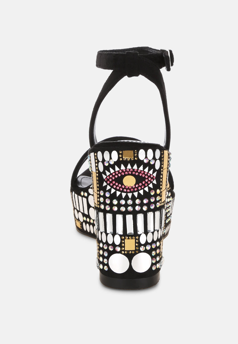 sandalias de fiesta con cuña y adornos de mosaico metropolis#color_black-suede