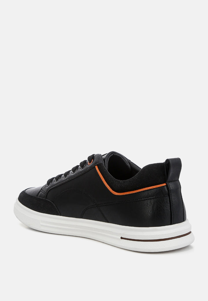 micro suede panel casual sneakers#color_black