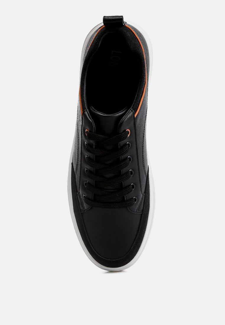 micro suede panel casual sneakers#color_black