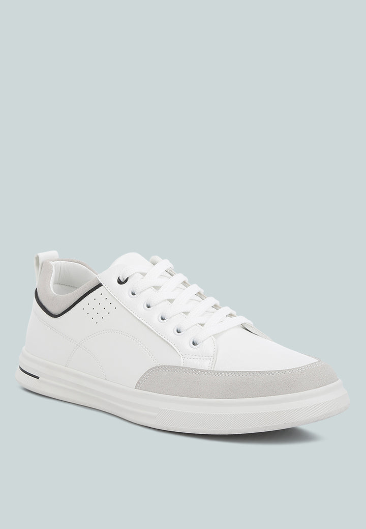 micro suede panel casual sneakers#color_white