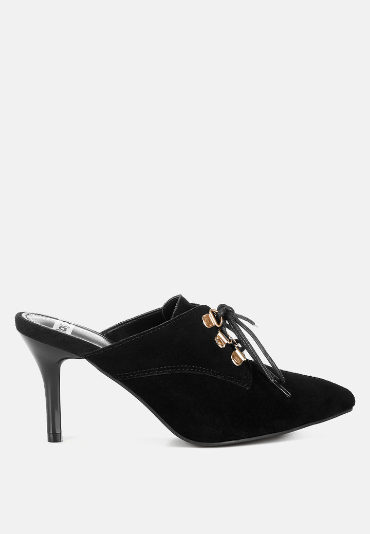 genuine suede leather stiletto mules by rag#color_black